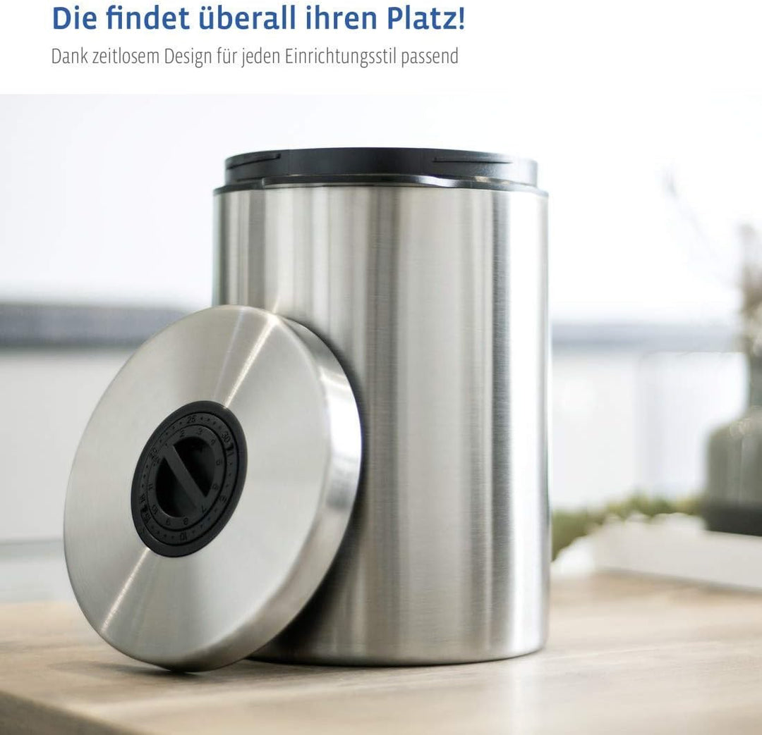 Xavax Kaffeedose luftdicht für 1 kg Kaffeebohnen (Behälter für Kaffee, Tee, Kakao, Nudeln, Edelstahl
