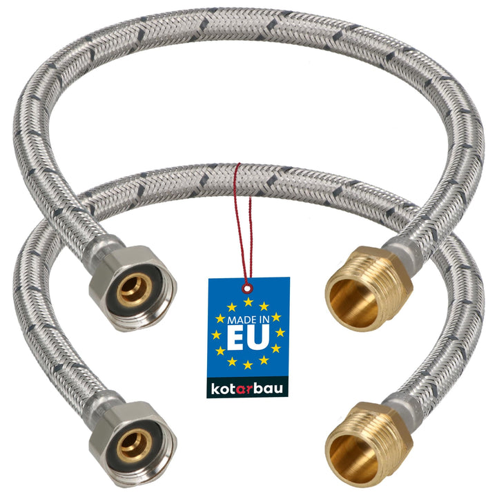 KOTARBAU® 2er Set Flexschlauch 1/2 Zoll - Wasserschlauch - 50 cm - Panzerschlauch - Aussengewinde x