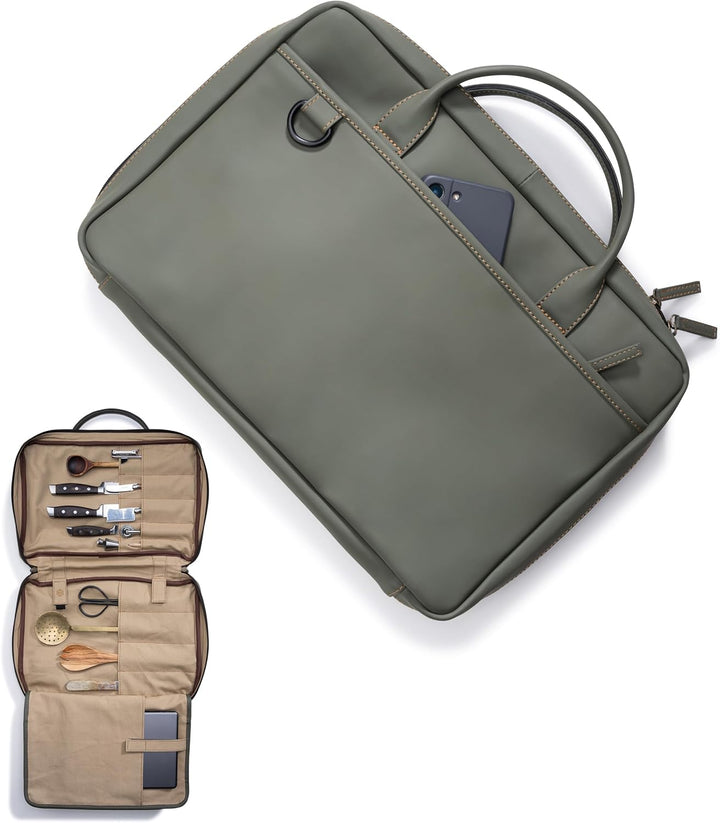 Angus Stoke XXL Premium Messerkoffer – extra grosse Messertasche mit viel Stauraum und Laptop Fach |