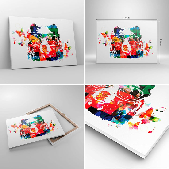 Bilder auf Leinwand Bär Gläser Grizzly hipster Leinwandbild 70x50cm Wandbilder Dekoration Wohnzimmer