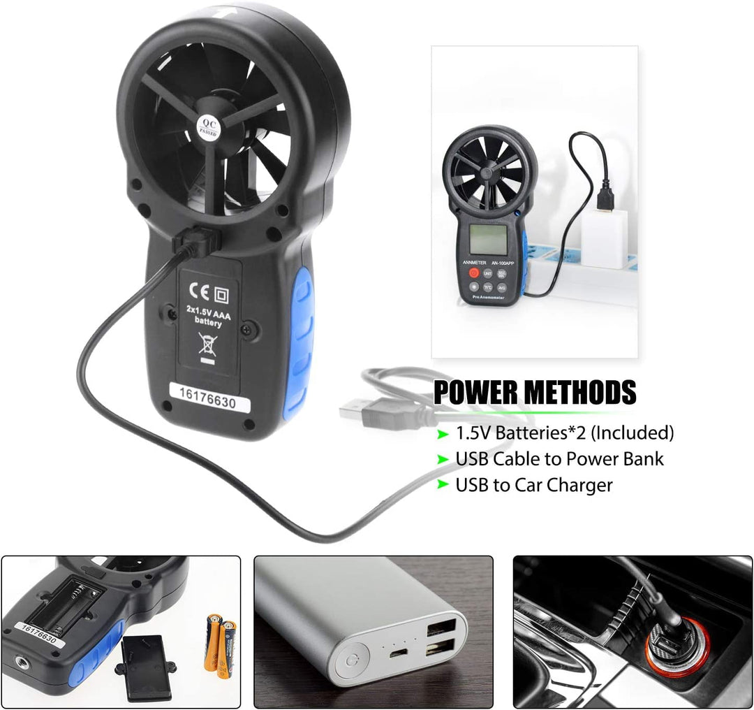 AIOMEST AI-100APP Bluetooth Digital Anemometer, Handgerät, Windgeschwindigkeitsmesser für Luftstromg