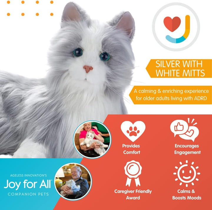 Ageless Innovation Joy For All Interactive Pet Katze – Naturgetreues, realistisches Haustier mit wei