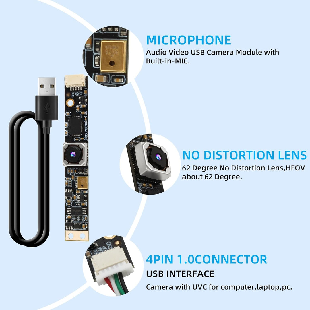 8MP USB Kamera modul mit Mikrofon, 4K 30fps Autofokus Webcam,lighburn Kamera für Laser gravuren,FOV