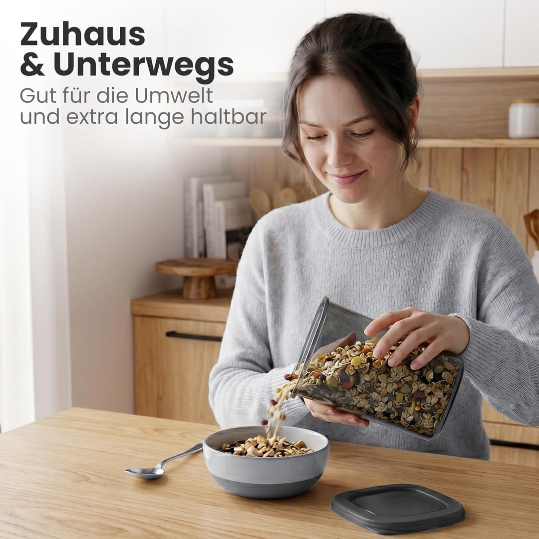 Lemontree Vorratsdosen mit Deckel Luftdicht – 3 Grössen (550/1200/ 1750 ml) – Stapelbare Aufbewahrun