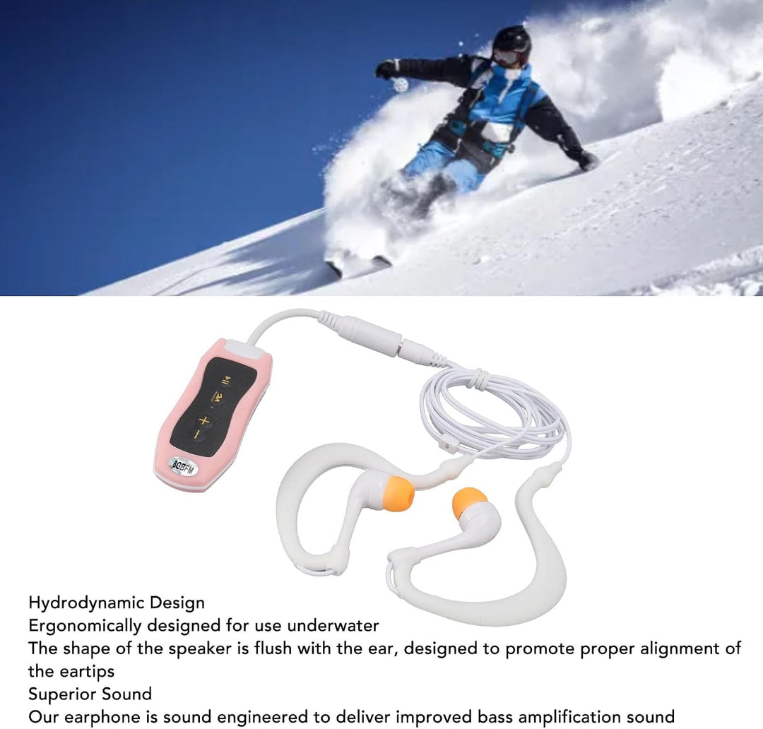 Ohrhörer-Unterwasser-MP3-Player, Wasserdichter Streaming-Musikplayer mit Kopfhörer Zum Schwimmen, Ta