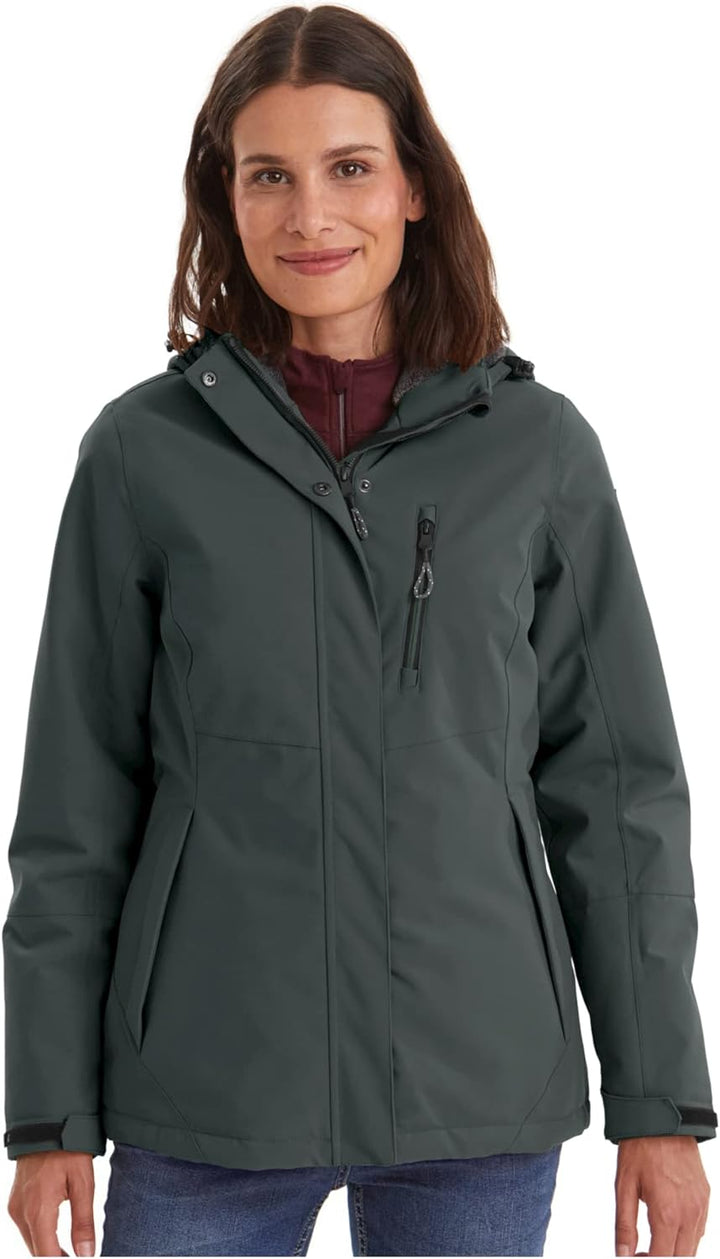 Killtec Damen Kow 170 Wmn Jckt Funktionsjacke/Outdoorjacke mit abzippbarer Kapuze 46 dunkel blaugrün