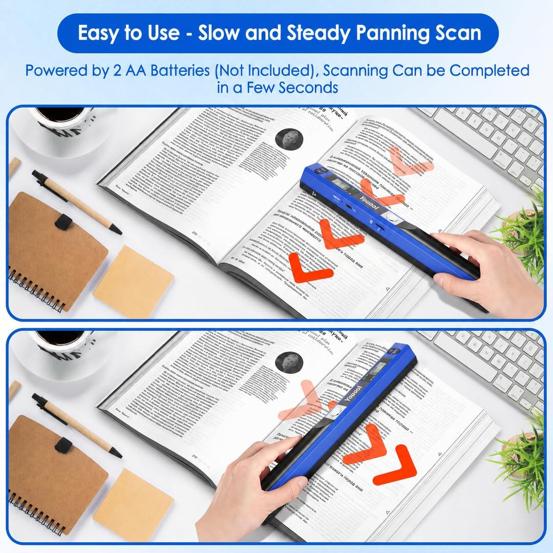 A4 Tragbarer Scanner, USB Bildscanner Handscanner Farbscannen 900 DPI A4 Tragbarer Dokumentenscanner