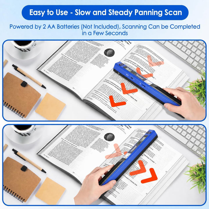 A4 Tragbarer Scanner, USB Bildscanner Handscanner Farbscannen 900 DPI A4 Tragbarer Dokumentenscanner