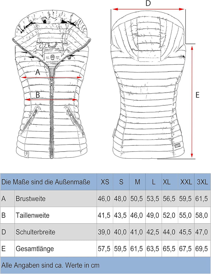 Navahoo Damen Übergangsjacke leichte Steppweste mit Abnehmbarer Kapuze Shadaa XS-3XL XS Blau, XS Bla