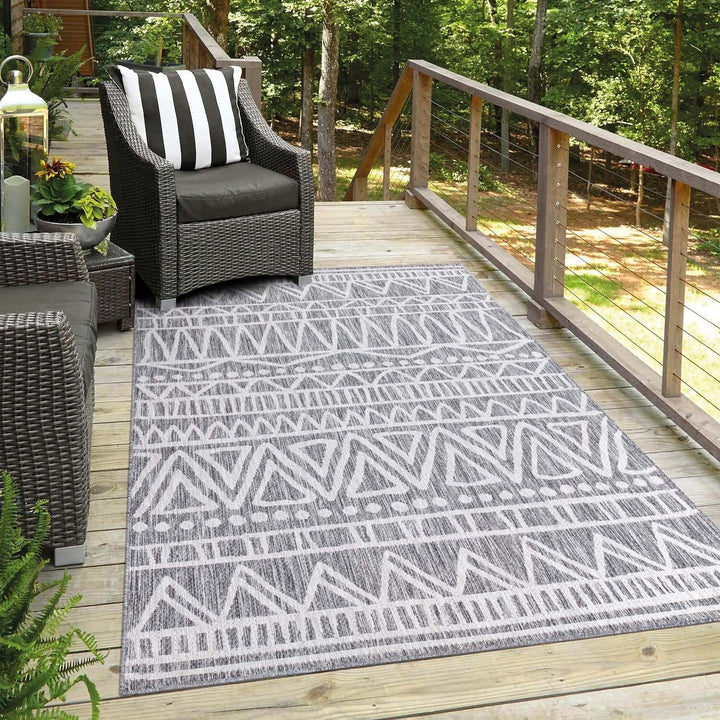 carpet city Outdoor-Teppich Wetterfest Balkon Terrassen - Grau in 160x230 cm - Deko Teppiche Aussen