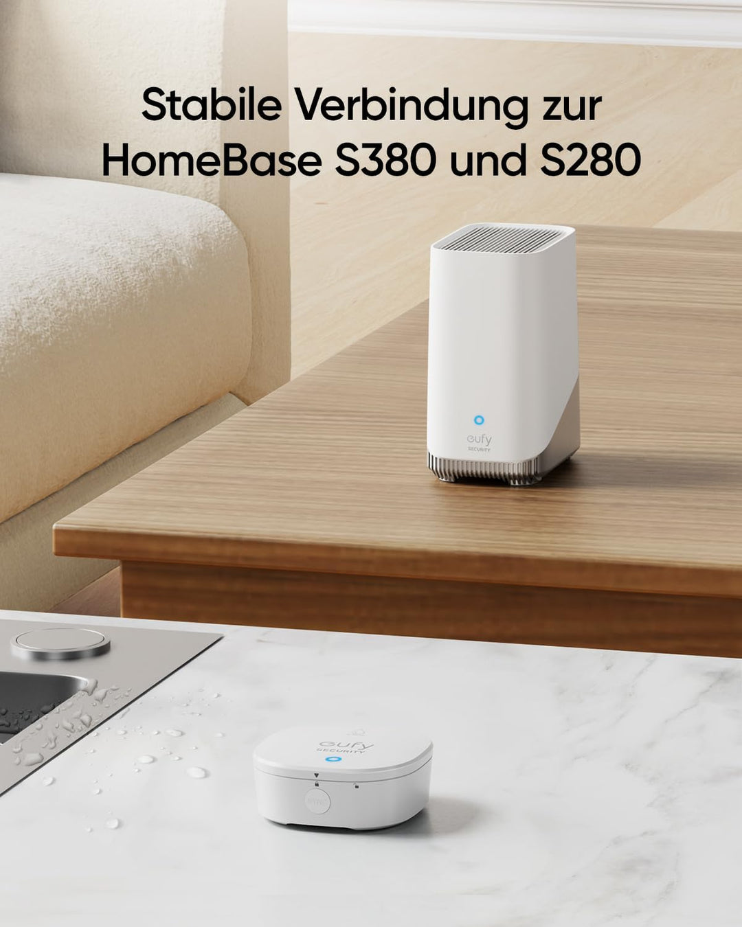 eufy Wasser- &amp; Frostmelder mit Fernalarmierung, IP65, 2 Jahre Batterie, Kompatibel mit HomeBase S380