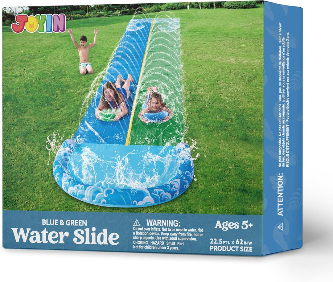 JOYIN 22,5ft Wasserrutsche und 2 Bodyboards, Garten-Wasserrutsche Sommer-Rutsch-Wasserrutschen Wasse