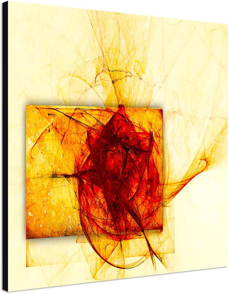 Paul Sinus Art Triumphliebe - Abstrakt350_60x60cm Bild auf Leinwand Abstraktes Motiv beige rot gelb