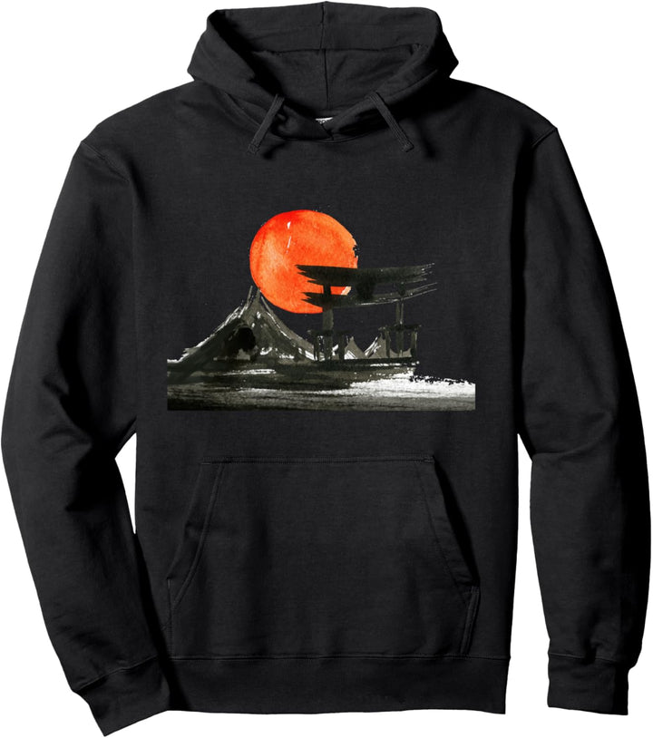 JAPAN TORII GATE & MOUNT FUJI ÜBER SUNSET BEACH Pullover Hoodie