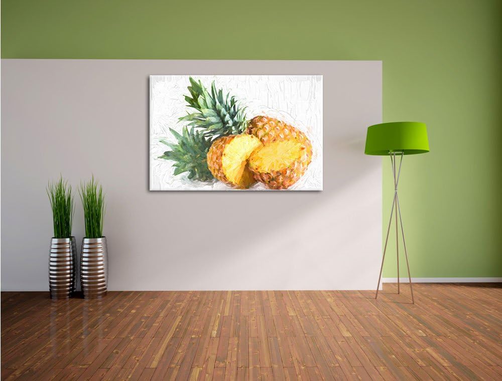 Pixxprint Frische Ananas als Leinwandbild/Grösse: 100x70 cm/Wandbild/Kunstdruck/fertig bespannt, 100