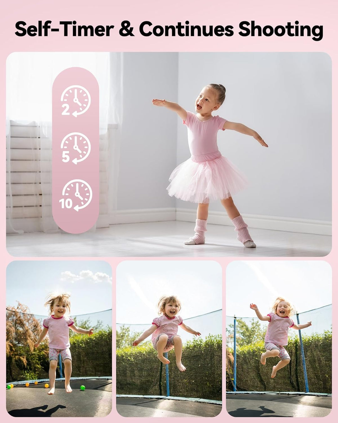 64GB Digitalkamera Kinder Fotokamera: 48MP Anti-Shake Kinderkamera Foto Vlogging Fotoapparat 16X Dig