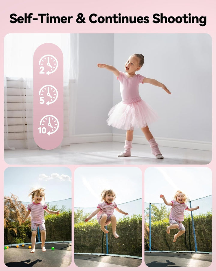 64GB Digitalkamera Kinder Fotokamera: 48MP Anti-Shake Kinderkamera Foto Vlogging Fotoapparat 16X Dig