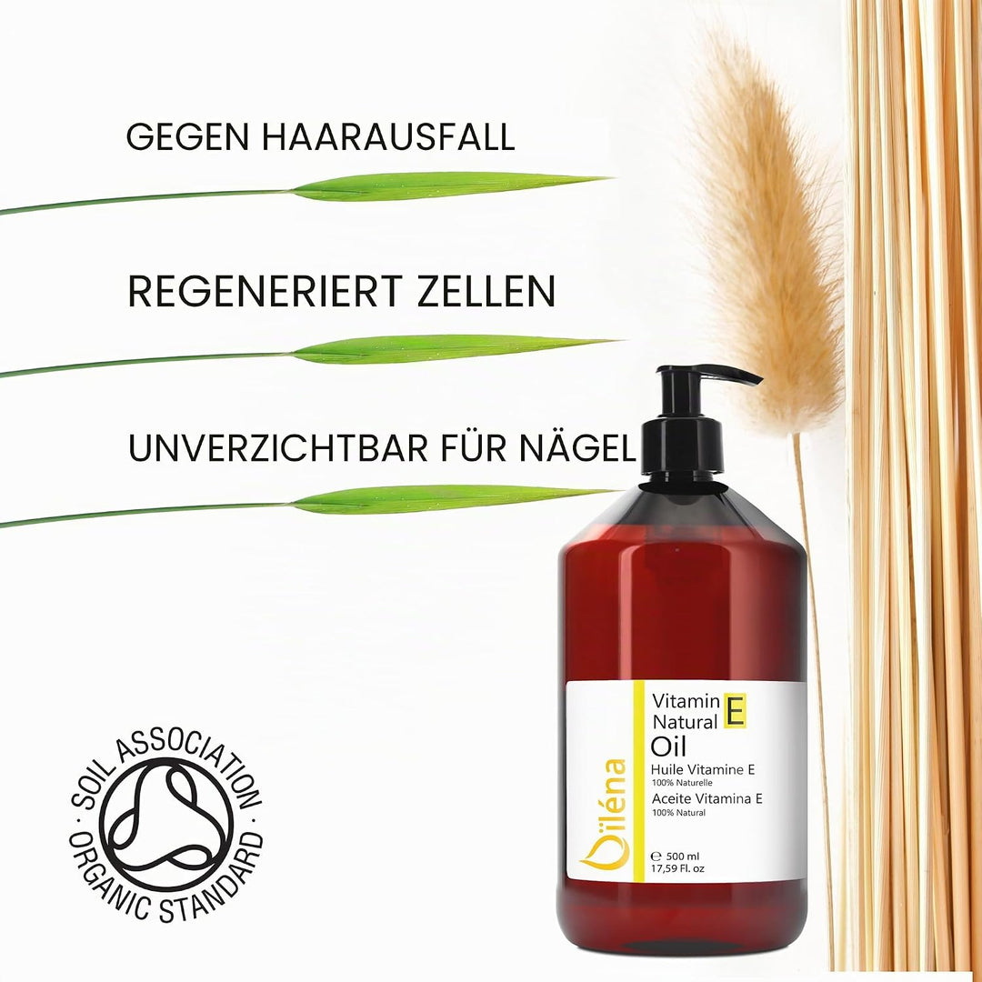 Veganes Vitamin E-Öl (Tocopherol) 500ml | Anti-Aging Gesichtspflege | Make-up-Entferner | Pflege für