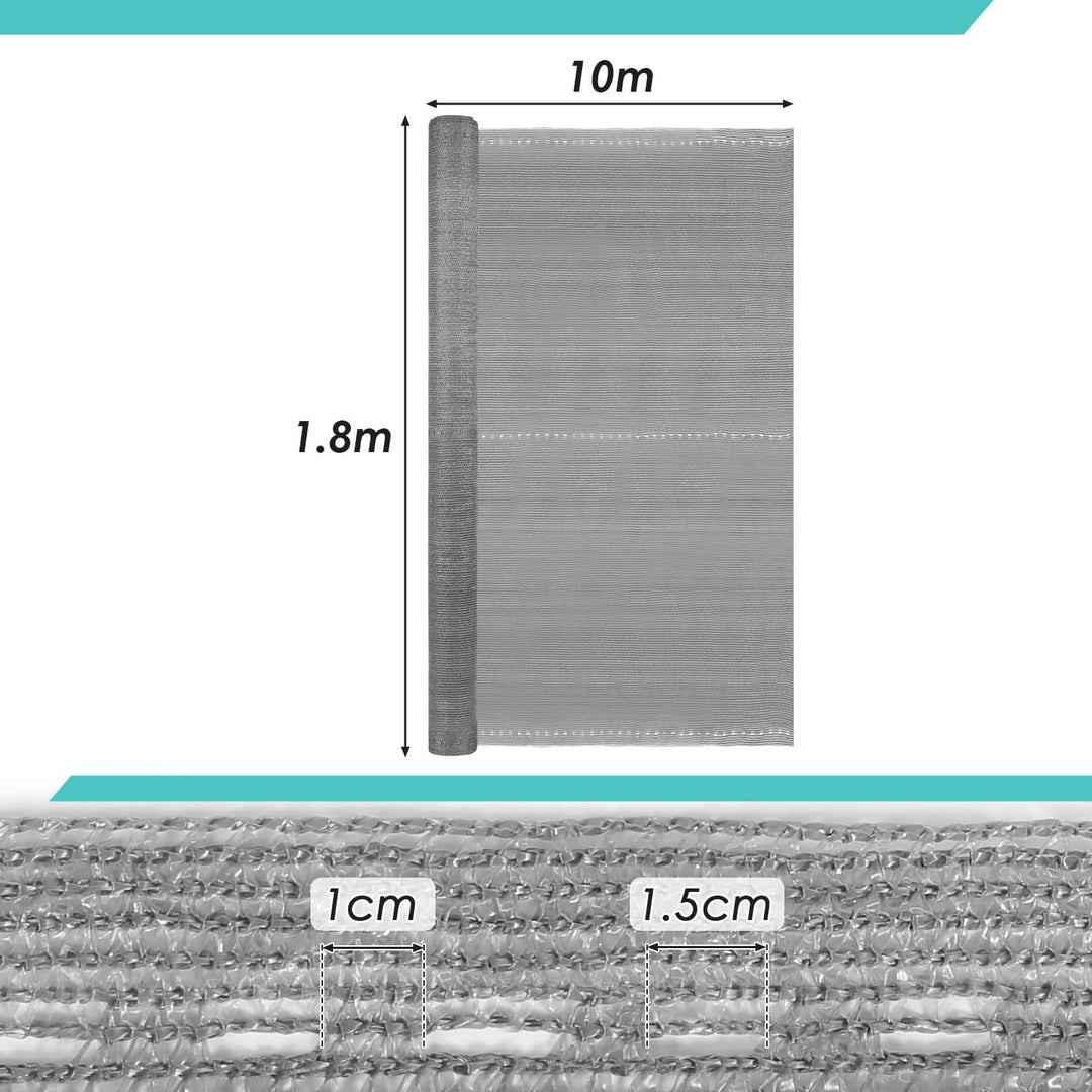 Yakimz Zaunblende Schattiernetz 1,8 x 10m, 150 g/m² HDPE Tennisblende Schattennetz Sichtschutz Winds