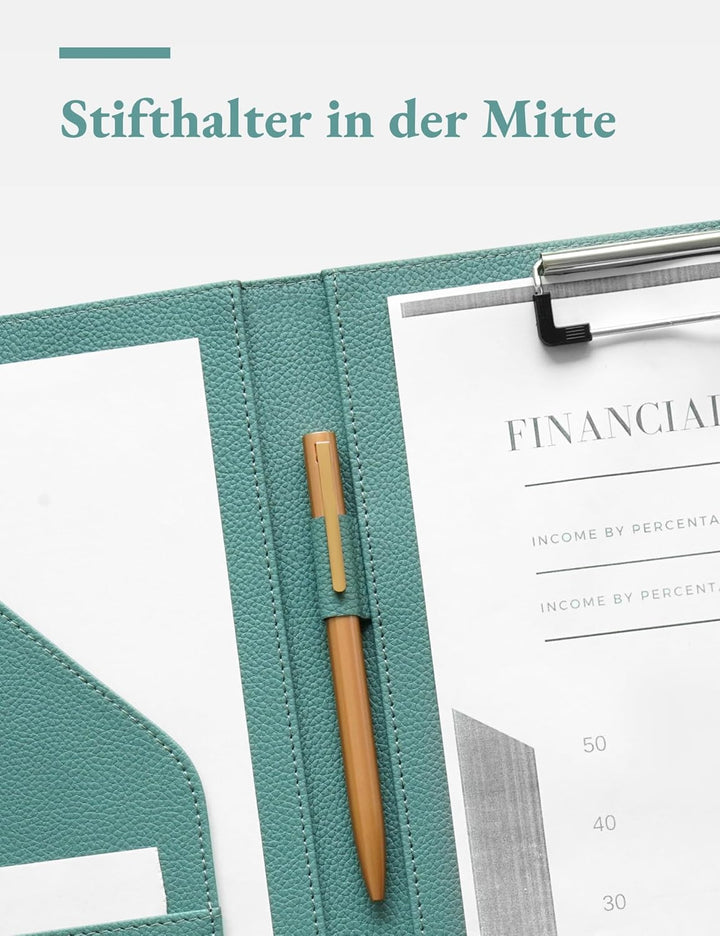 Mymazn Klemmbrett A4 mit Deckel, Mappe A4 Schreibmappe Klemmbrettmappe, PU-Leder Konferenzmappe A4 m