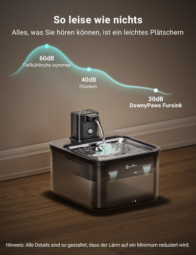 DownyPaws Katzenbrunnen Kabellos, Batteriebetriebener Trinkbrunnen für Katze mit Bewegungsmelder, 2.