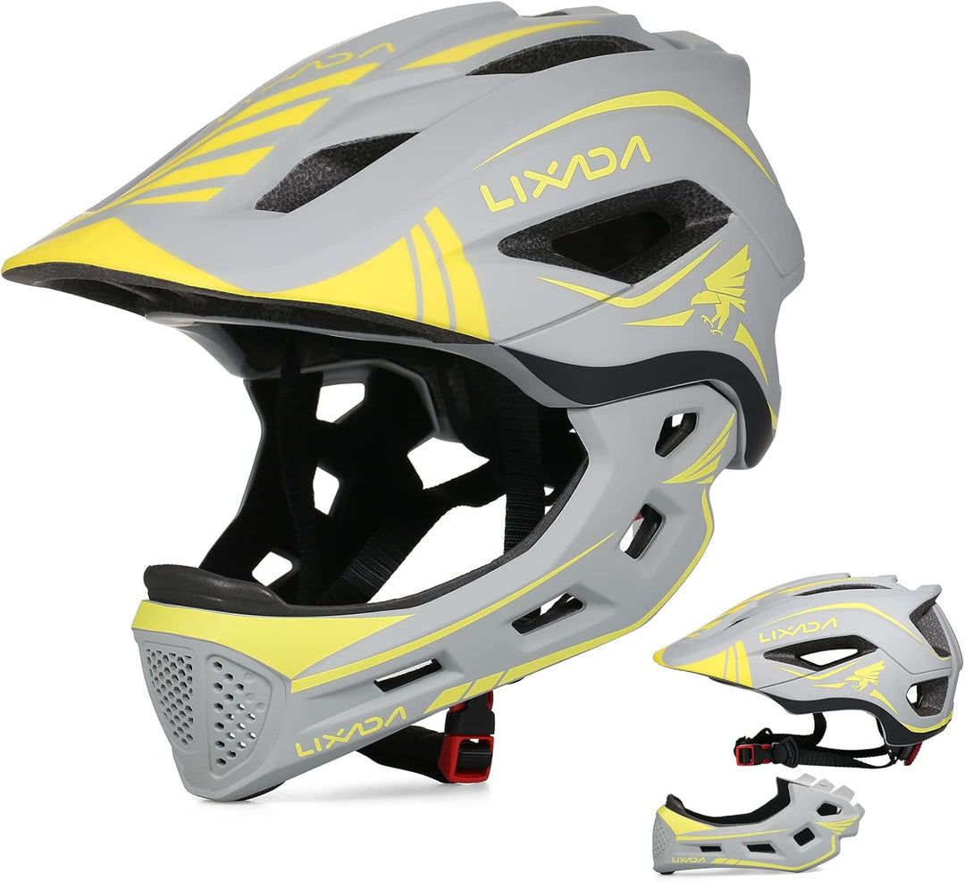 Lixada Fahrradhelm Kinder Helm Fullface Abnehmbar Unisex 52-58cm Children's Helmet 2-In-1 Integrated