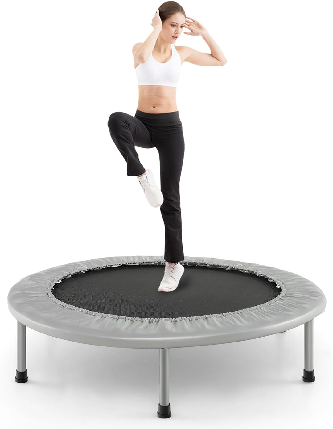 GOPLUS Faltbares Trampolin, Ø97cm Kindertrampolin klappbar bis 150kg Belastbar, Fitness Trampolin mi
