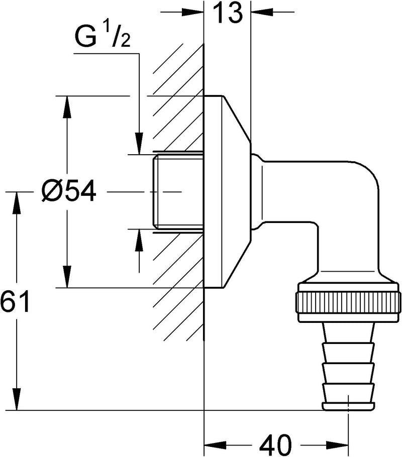 GROHE Eggemann Original WAS Schlauchanschlussbogen DN15 41125000, 9 x 7,6 x 2,8 cm, 9 x 7,6 x 2,8 cm