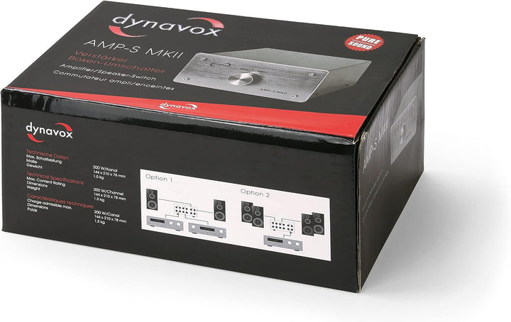 Dynavox AMP-S MKII, Verstärker- und Boxen-Umschalter in Metallgehäuse, für Stereo- und Surround-Vers