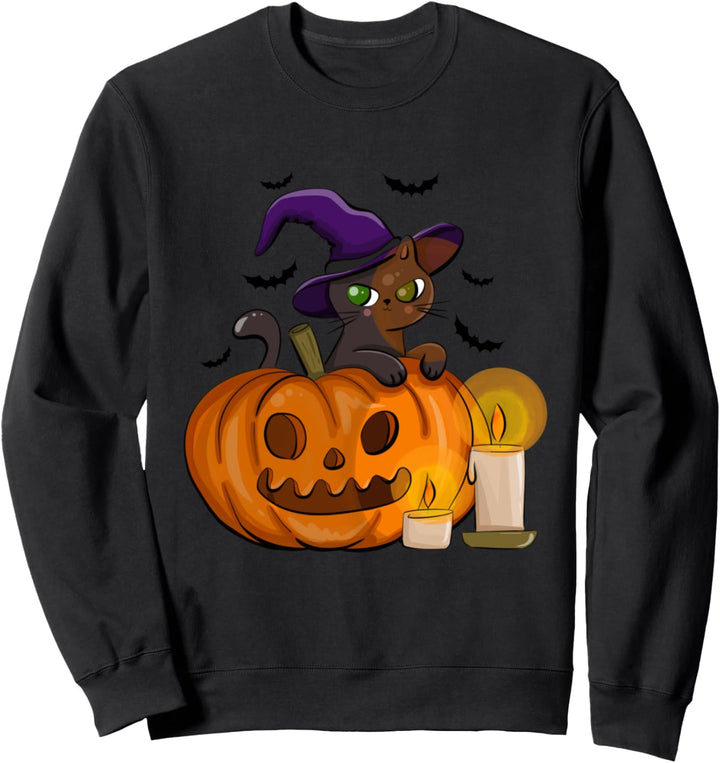 Halloween-Kostüm mit Kürbis und Jack O Laterne, Schwarz Sweatshirt