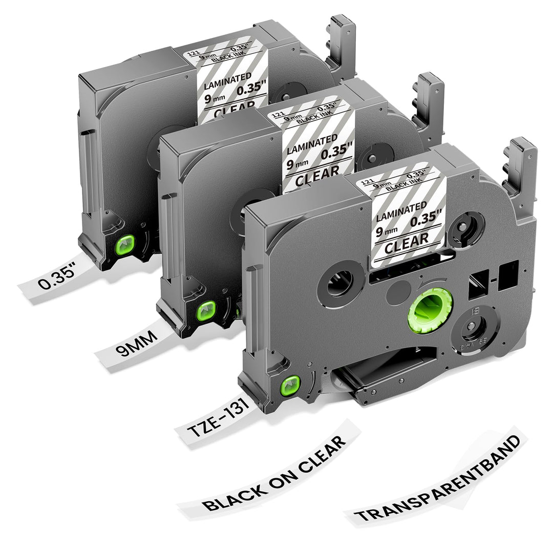 3x Suminey Tze-121 9mm Clear kompatible mit Brother P-touch Bänder 9mm Transparent TZe121 Tze 121 Pt