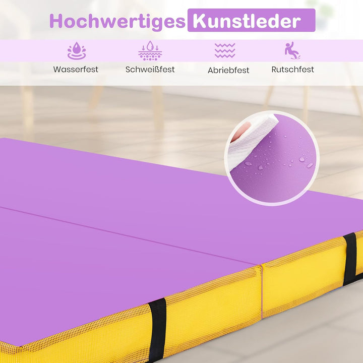 COSTWAY Turnmatte klappbar, 122 x 122 x 10 cm Weichbodenmatte, Gymnastikmatte faltbar & tragbar, qua