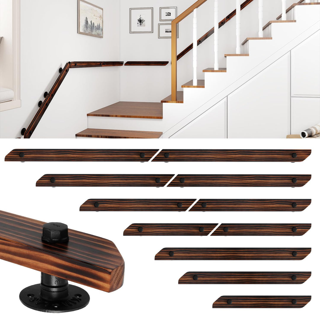 Ikodm Kiefernholz Handlauf Treppengeländer 150cm Geländer für Treppe Treppe Wandhandlauf Wand Treppe