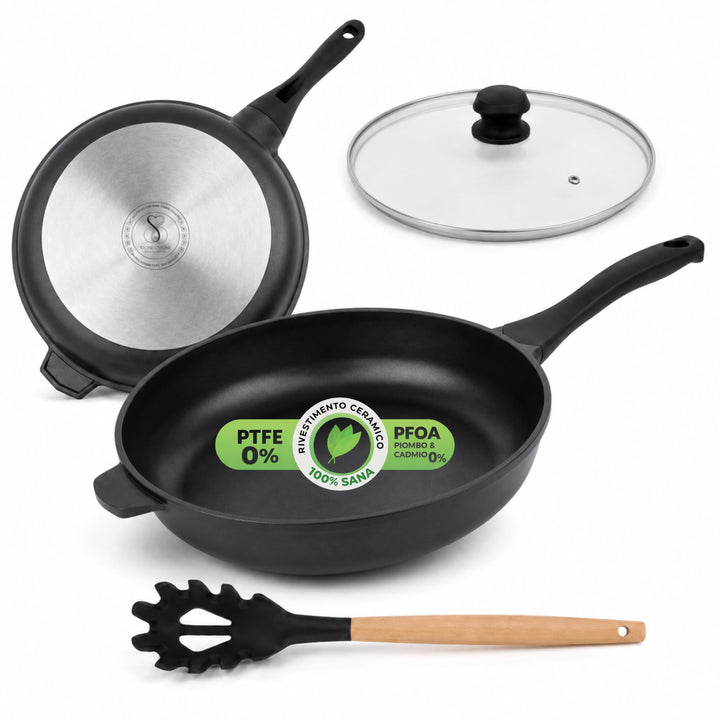 Stone&Stone Bratpfanne 32 cm Induktion deutsche Keramik-Antihaftbeschichtung GREBLON Q-LINE CK gross