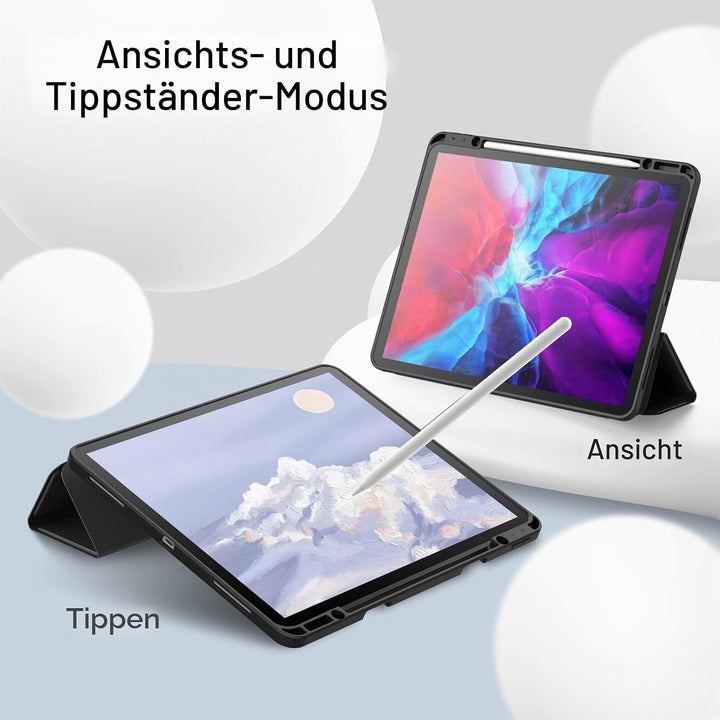 JETech Hülle für iPad Pro 12,9 Zoll (Modell 2020/2018, 4./3. Generation) mit Stifthalter, Pencil Auf