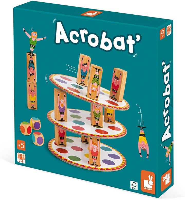 Janod - Acrobat' Geschicklichkeits- und Strategiespiel, Kinderbrettspiel, Konzentration und feinmoto