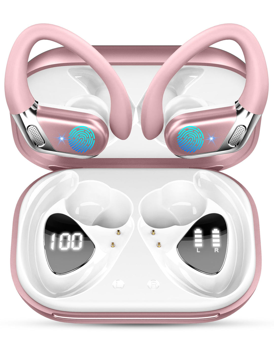 Bluetooth Sport-Kopfhörer, Bluetooth 5.4 HiFi Stereo, 50H kabellose Kopfhörer CVC 8.0 Geräuschunterd