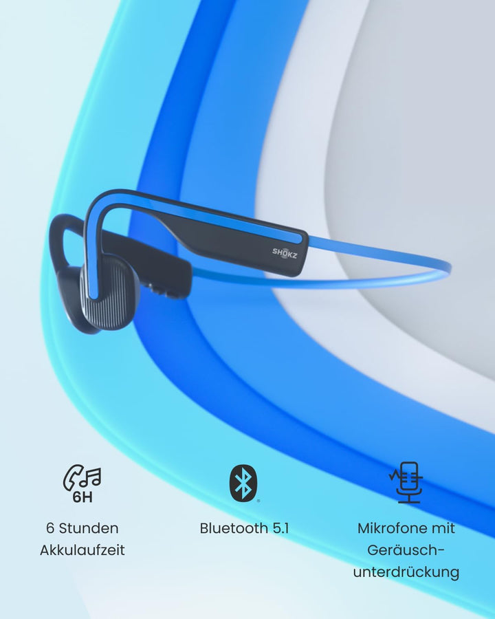 SHOKZ OpenMove Knochenschall Kopfhörer, Open-Ear Sport Bluetooth Ohrhörer mit Noise-Cancelling Mikro