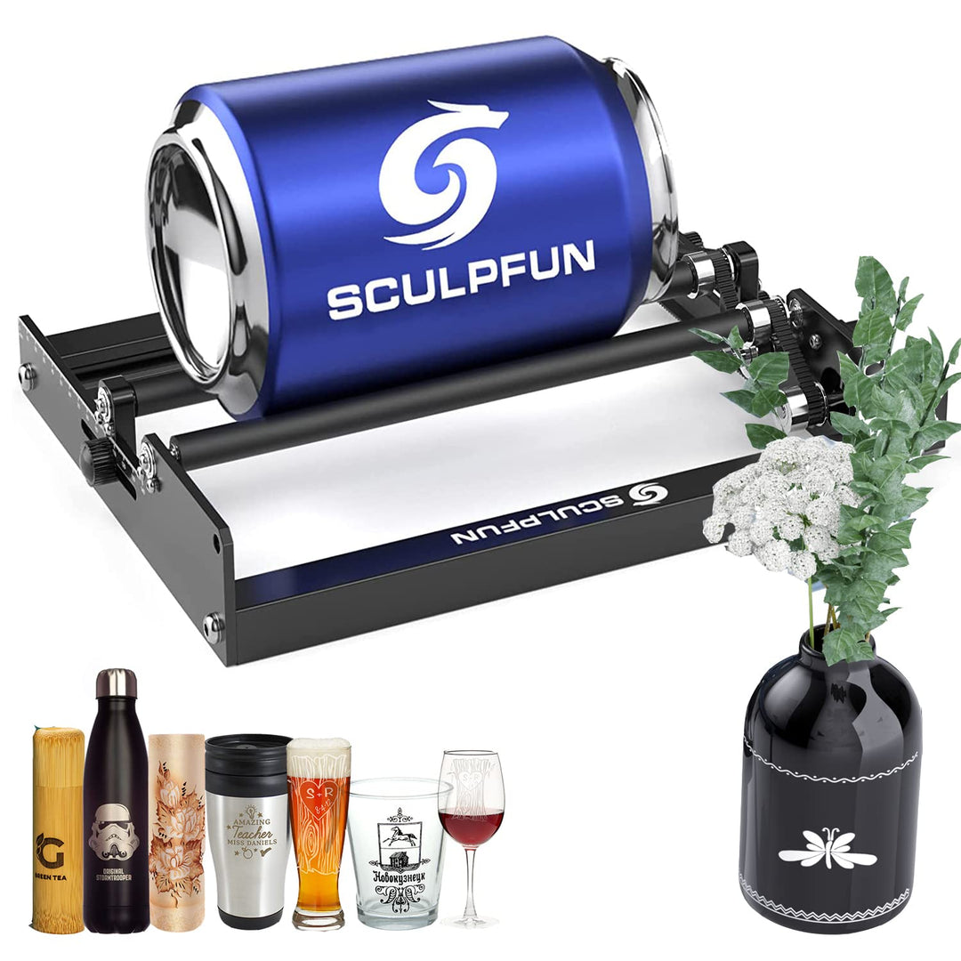 SCULPFUN Laser-Rotationswalze Rotary Roller Laser gravurmaschine Y-Achsen-Rotationswalze, 360°-Drehu