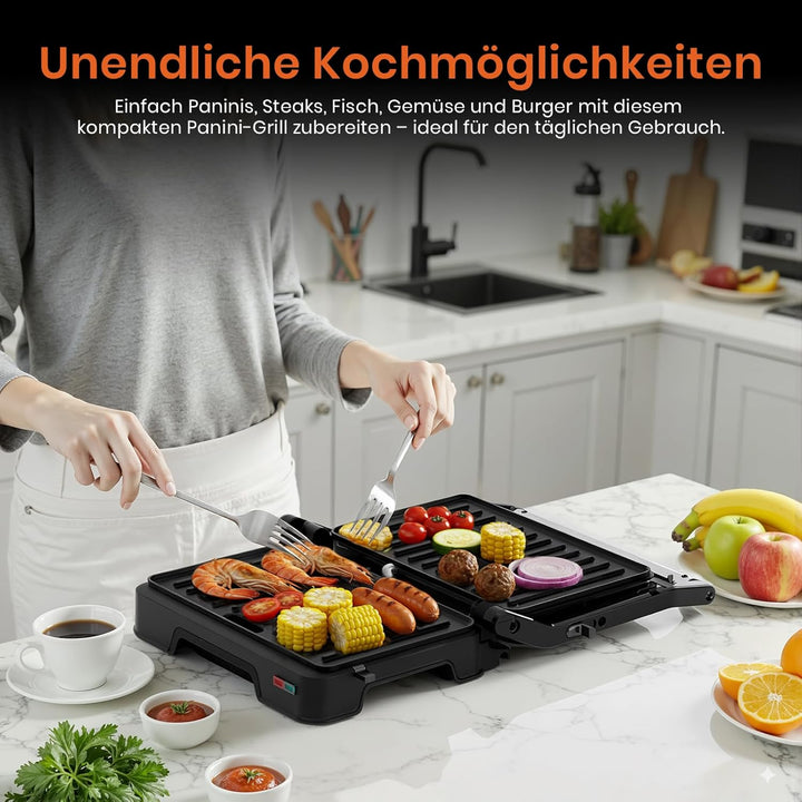 Sandwichmaker Kontaktgrill 2in1 Panini Grill 850W Elektrogrill Sandwichtoaster Mit Antihaftplatten K