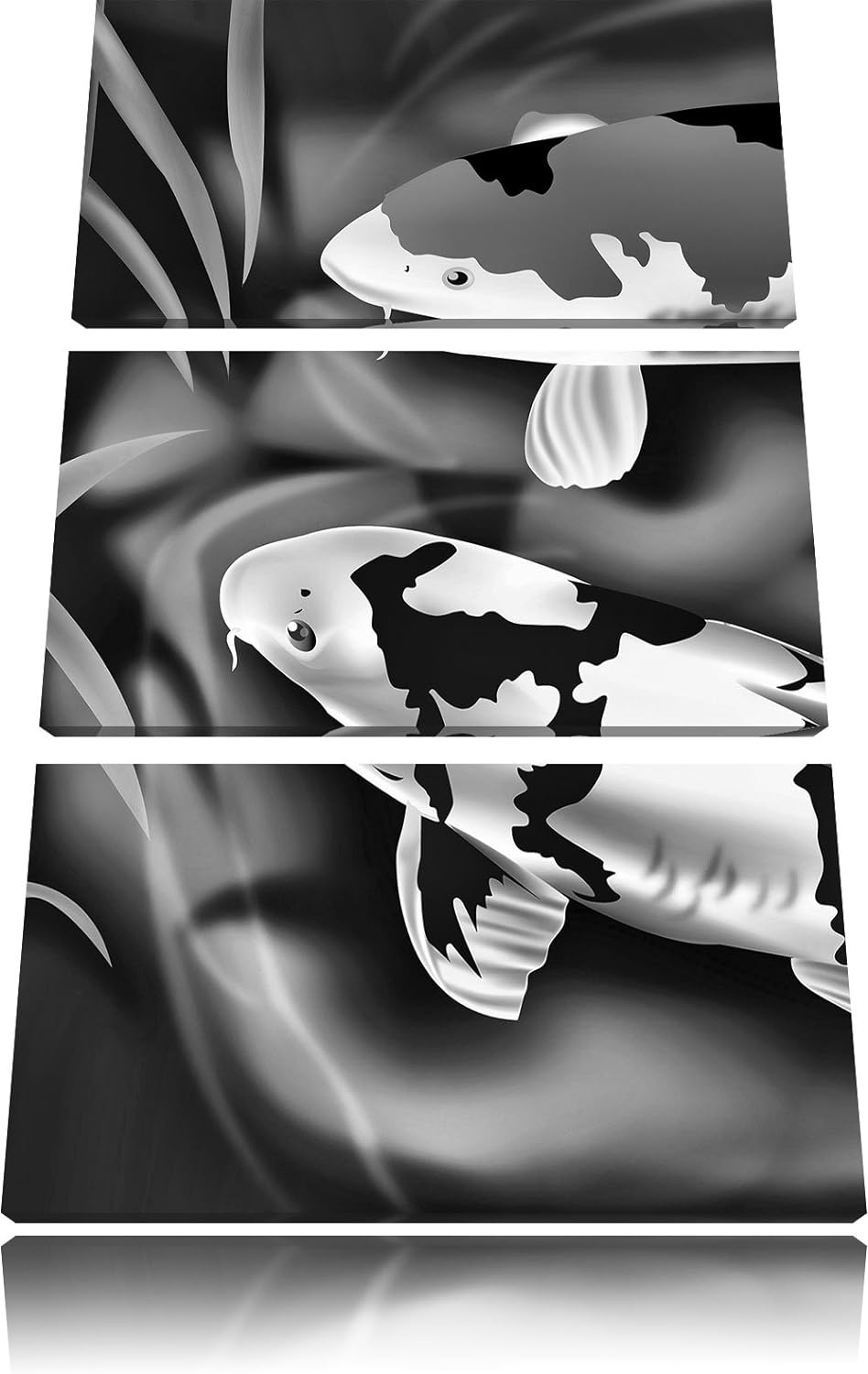 Pixxprint Edle Koi Karpfen Kunst als Leinwandbild | Grösse: 3 Teilig (120x80) | Wandbild| Kunstdruck