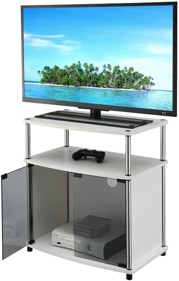 Convenience Concepts with Black Glass Cabinet Designs2Go TV-Ständer mit schwarzem Glasschrank, Glas,