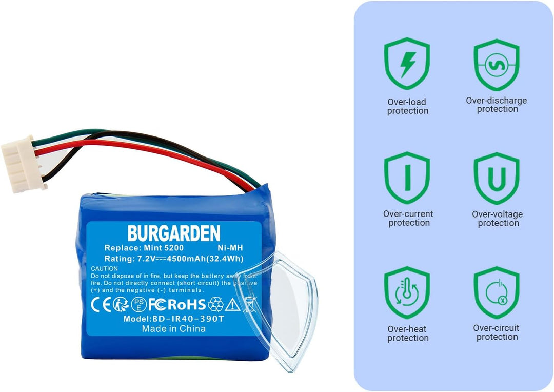 7.2V 4500mAh NI-MH akku Wiederaufladbar, Ersatz-akku für 380, 380T, 390T, Kompatibel mit Mint 5200 5
