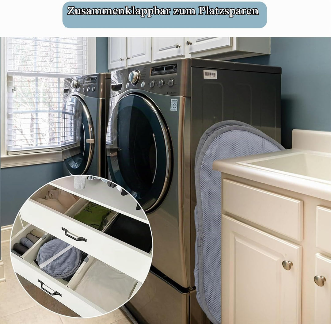 3er Set Pop-up Wäschekorb Faltbar, Laundry Baskets mit Henkel, Klappbarer Wäschesammler aus Mesh, fü