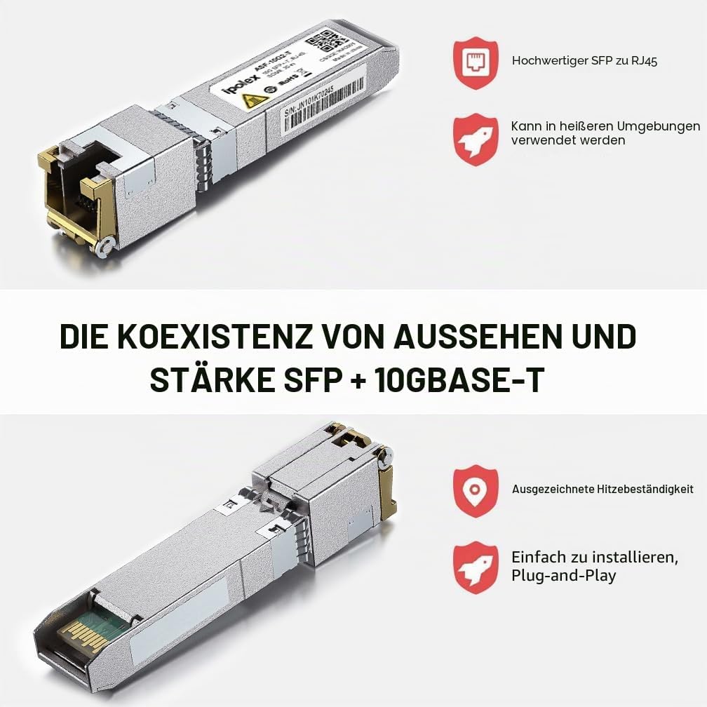 1.25/2.5/5/10G SFP+ RJ45 Copper Transceiver, 10GBase-T RJ-45 SFP+ Module, Compatible for Cisco SFP-1