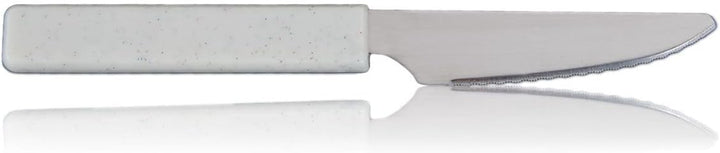 LaXon Messer, Frühstücksmesser, 6er Messerset, Brotmesser mit Wellenschliff, creme - weiss mit leich