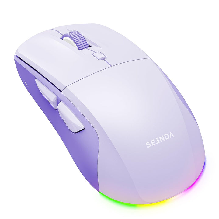 seenda MOU110 Bluetooth Maus mit RGB-Beleuchtung, Leise, 2 Geräte, Lila | Bluetooth &amp; 2.4G Dual Mode