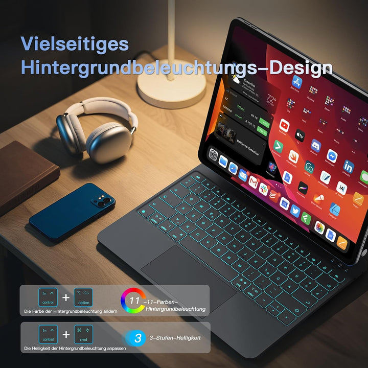 RAYMCRAFT für iPad Pro 13 Zoll (M5/M4, 2025/2024) Hülle mit Tastatur, Magic-Tastatur mit Stifthalter