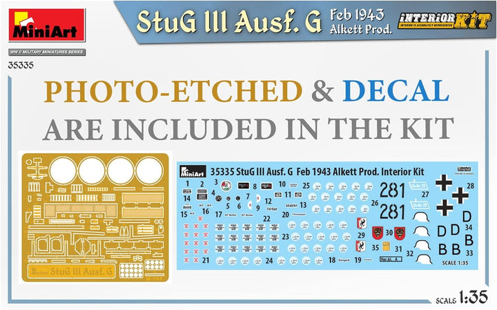 Mini Art 35335 1:35 Dt. StuG III AUSF.G Feb43(A) Int.-originalgetreue Nachbildung, Modellbau, Plasti