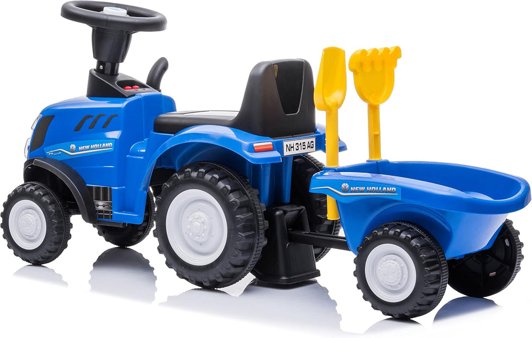 Kinder Rutschauto Rutschfahrzeug New Holland Traktor mit Anhänger Rutscherfahrzeug Kinderauto Kinder